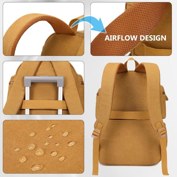 Canvas Backpack for Men Women Laptop Bag 15.6 inch Vintage Rucksack Casual Trave - Picture 6 of 6